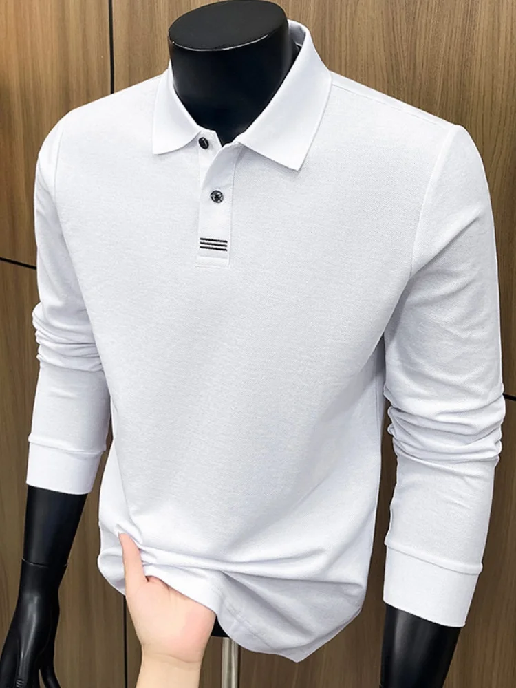 2026 new 100% pure cotton high-end brand men's long sleeve polo shirt autumn fashion luxury embroidery golf top business T-shirt