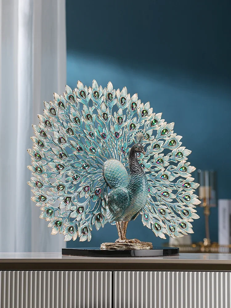Peacock open  enamel color ornament light luxury office living room TV cabinet entrance decoration housewarming gifts