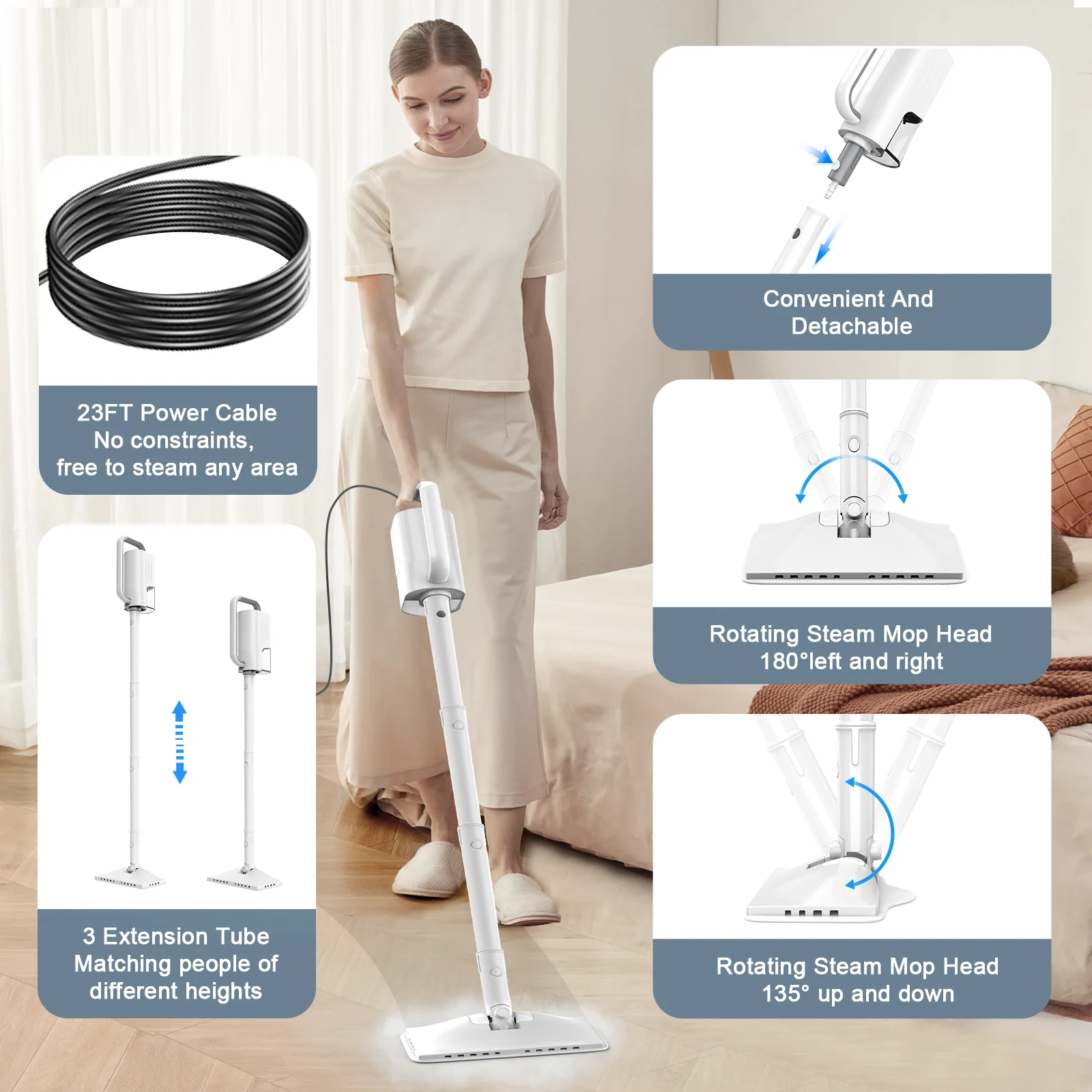 منظف ممسحة بخارية متعددة الأغراض من Teendow 2025 - آلة تنظيف بخار للحمام والأرضيات الصلبة عالية الجودة