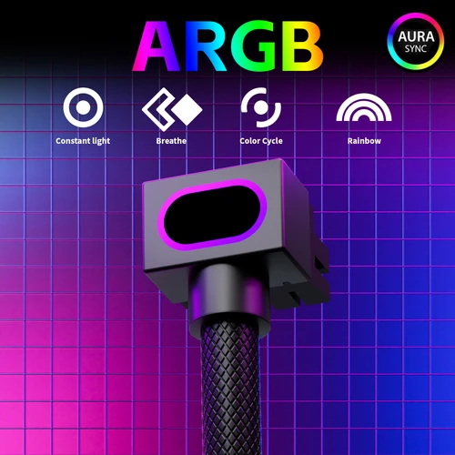 Imagen 2 del producto AIJS CPU8pin Cable de extensión ARGB Light con 5V 3Pin, Cable de alimentación de placa base 18AWG 90 ° Diseño en ángulo recto macho a hembra