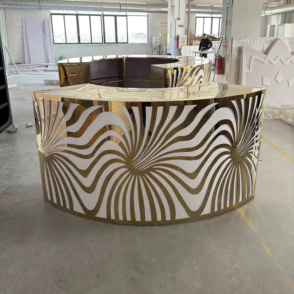 

Modern Luxury Gold Stainless Steel Indoor Wedding bar Counter for Event