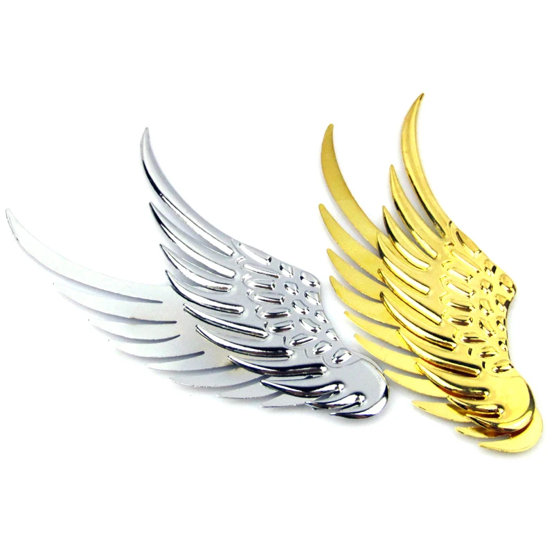 New 1pair Car Auto Motorcycle Body Sticker 3D Eagle Angel Wings Badge Style ABS Decals Silver/Gold Exterior Accessories