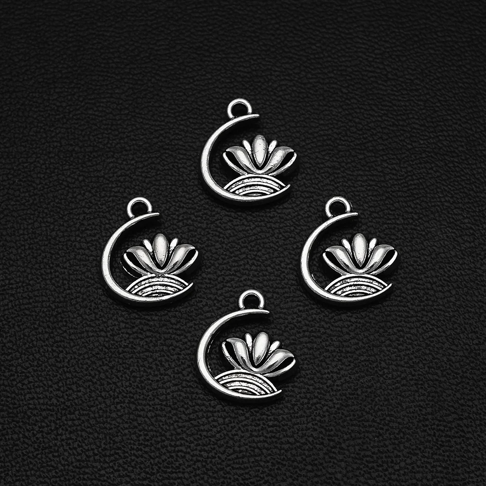 30 قطعة/الوحدة-13x11 مللي متر العتيقة الفضة مطلي لوتس زهرة Charms قلادة Diy بها بنفسك صنع المجوهرات العثور على لوازم اكسسوارات