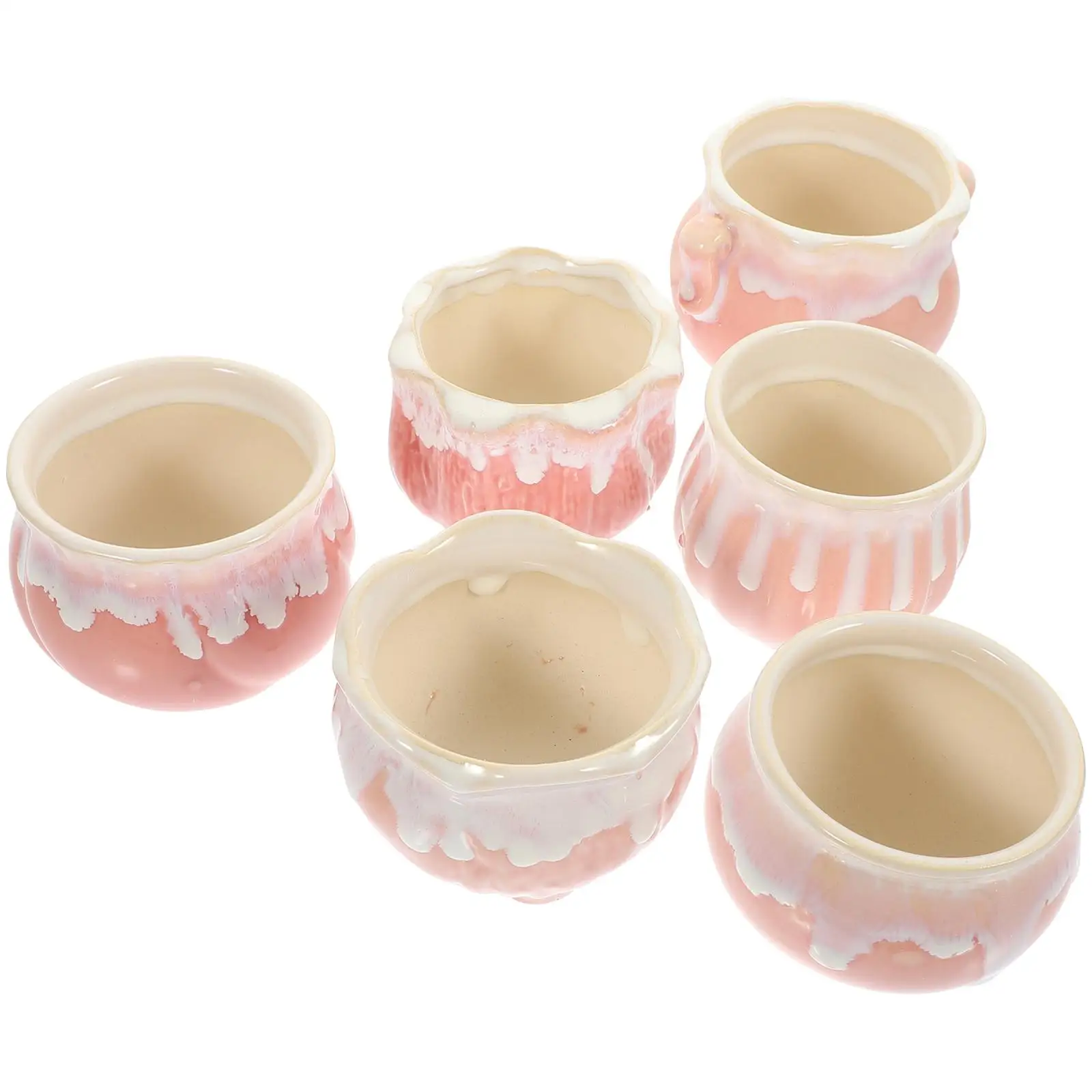 

6 Pcs Succulent Flower Pot Indoor Bonsai Planter Simple Small Ceramics for Decor Tiny Breathable Pots