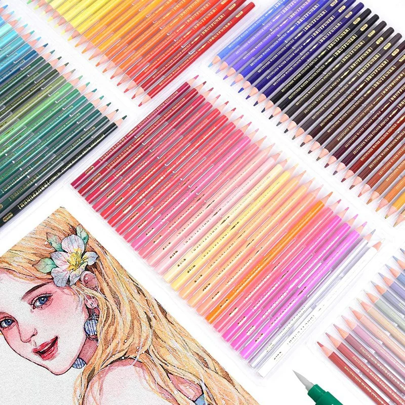 Brutfuner Watercolor Pencils - Professional Set of 120 - Beautiful Blending Effects with Wet or Dry - Ideal for Coloring Book