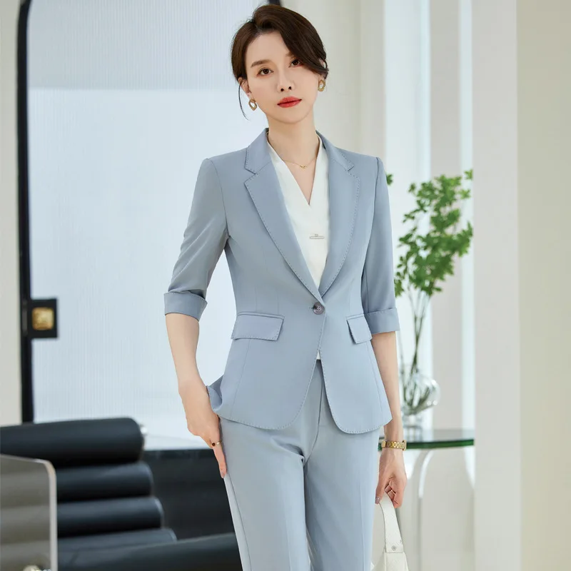 Spring and Summer New Three-Quarter Sleeve Small Suit Jacket Women's Thin Work Clothes Casual Fashion Business Suit Tailored Sui