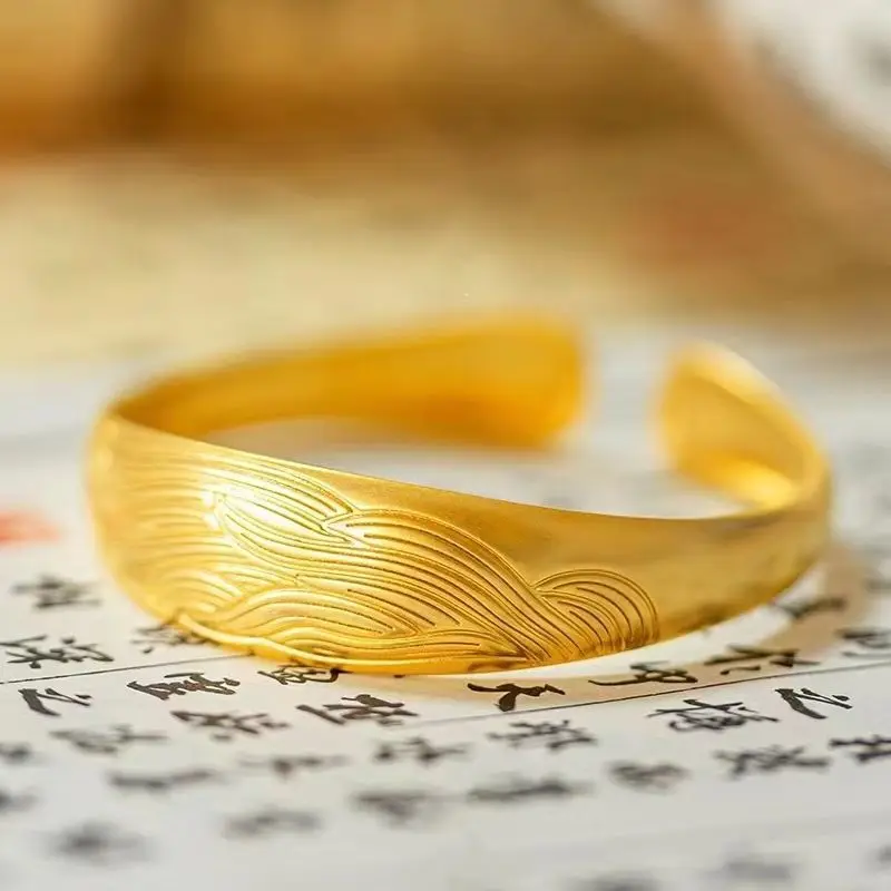 9999 real gold 24K Ancient nine-tailed fox bracelet open bracelet