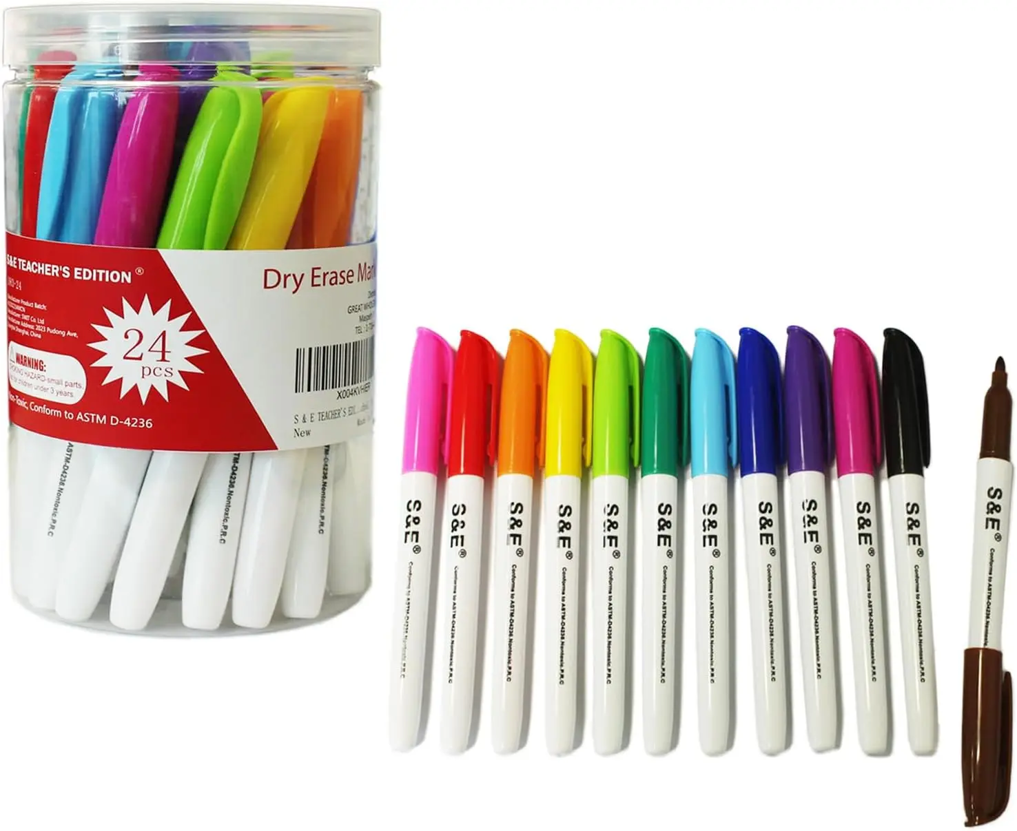 

24 Dry Erase Markers Assorted Colors Fine Tip Low Odor Whiteboard Markers for School Office Home