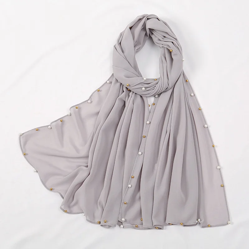 1-20 Color Chiffon Hijab Classic Simple Easy Classy Crinkle Crimp Turban Hijab Shawls Women Muslim Pearl Scarf