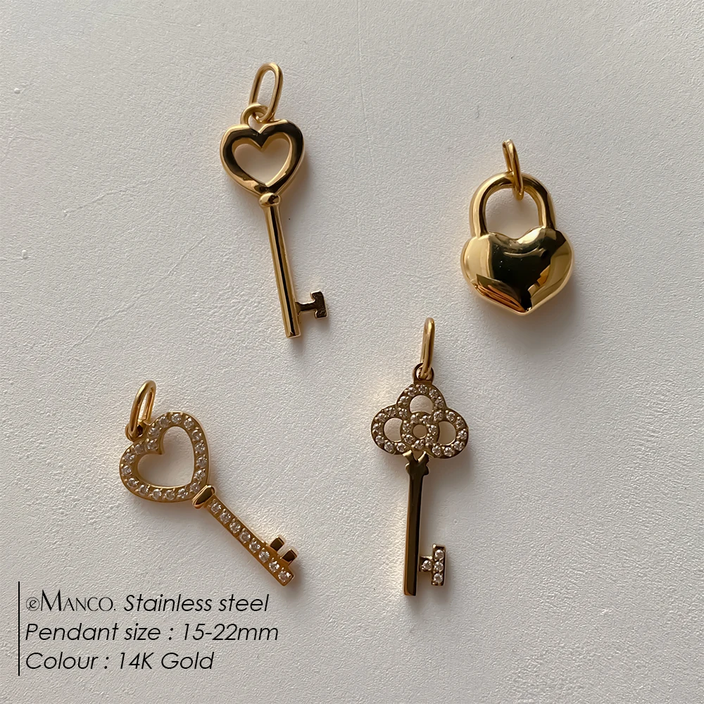 EMANCO Stainless Steel Key Heart Charm for DIY Necklace Bracelet Earrings Jewelry Making 48 Hours Shipping