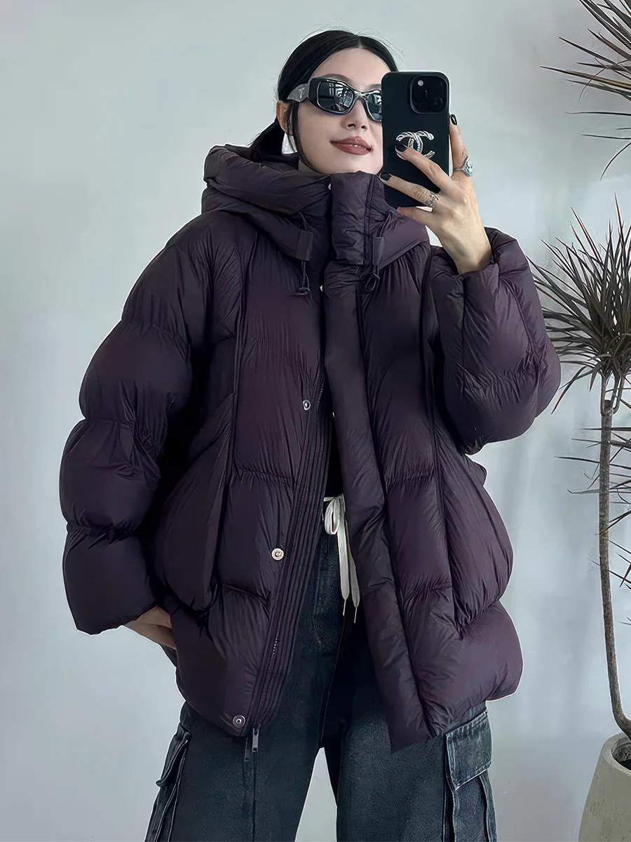 Cappotto invernale da donna Thiened White Du down Puffer Jaet con cappuccio caldo Sli Sweet Sle lunghezza regolare senza marca