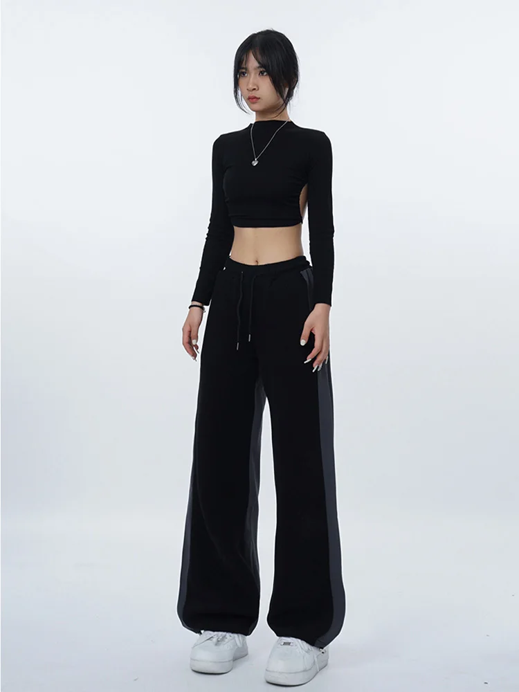 Women's White Open Back Long Sleeve T-shirt Sexy Harajuku Style Cropped Top Casual Summer Fashion 2026
