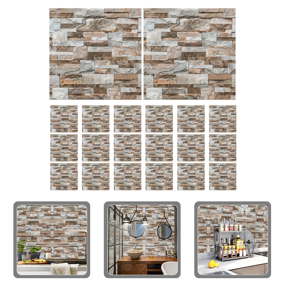 Pegatinas de azulejos con estampado de ladrillo Retro, calcomanías de pared adhesivas de Pvc, pegatinas decorativas para baño, cocina, pared del hogar