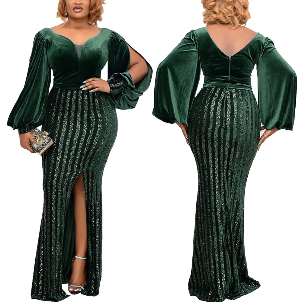

Plus Size Clothing for Women 2021 Autumn African Women Long Sleeve Polyester Long Dress Maxi Dress African Dresses for Women