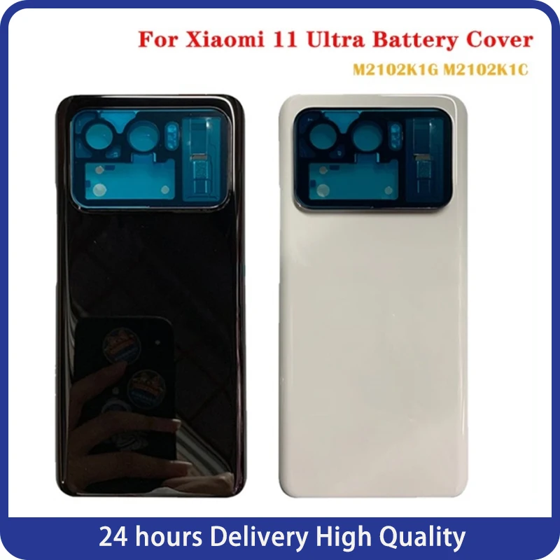 Original New Back Cover For Xiaomi Mi 11 Ultra Battery Cover Rear Door Housing Case With Camera lens Small LCD Screen+Adhesive