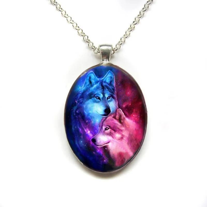Fashion Men\'s Pendant Necklace Hip Hop Jewelry Creative Wolf Head Oval Pendant  Chain Necklace Festival Party Jewelry Gifts