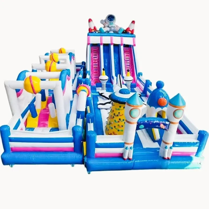 Astronaut Space Rocket Inflatable Castle Bouncy Castle Jumping Bouncer Combo Slide Bounce Houses Amusement Park Fun City for