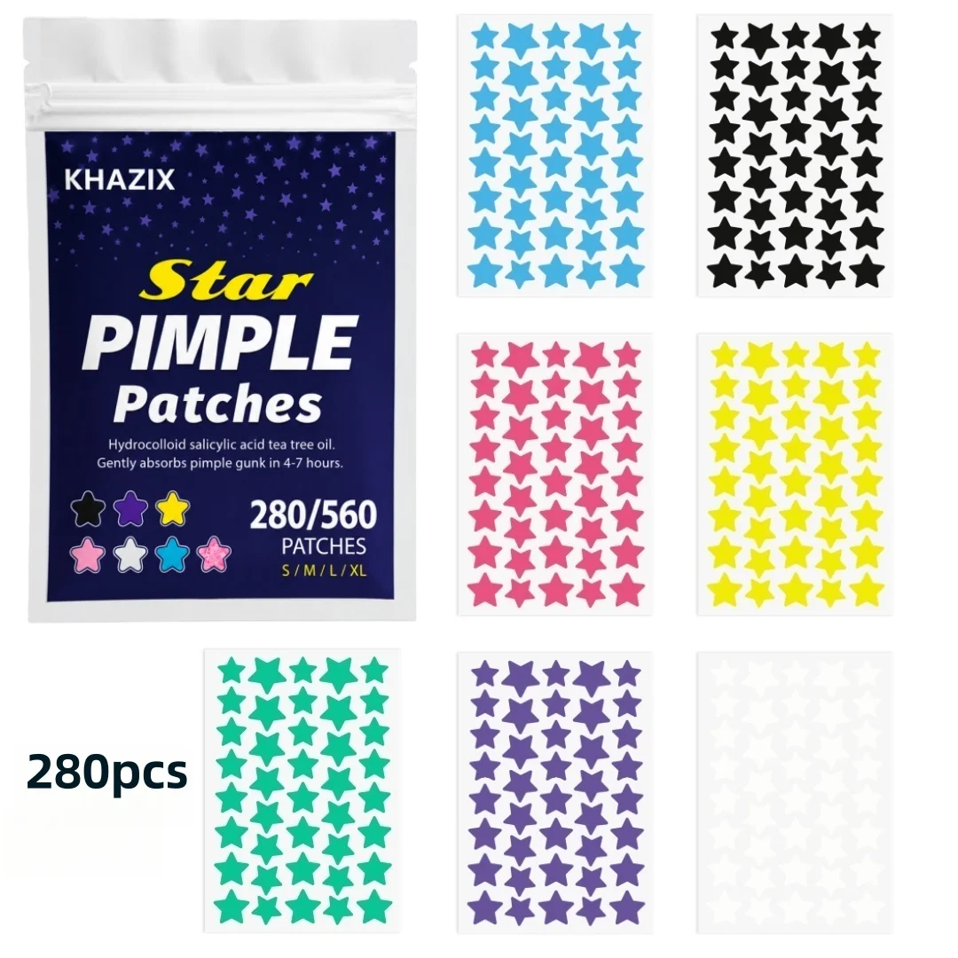 Hydrocolloid, Dermatologist Tested, Covers and Protects Visible Spots, Absorbs Gunk, 7Colors, Star stickers(280\560)