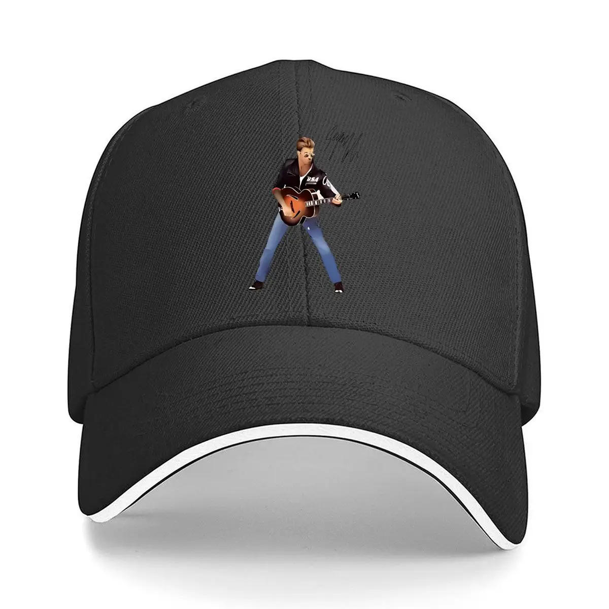

Guitar Player Bold Symbol Music Art Print Sandwich Baseball Cap
