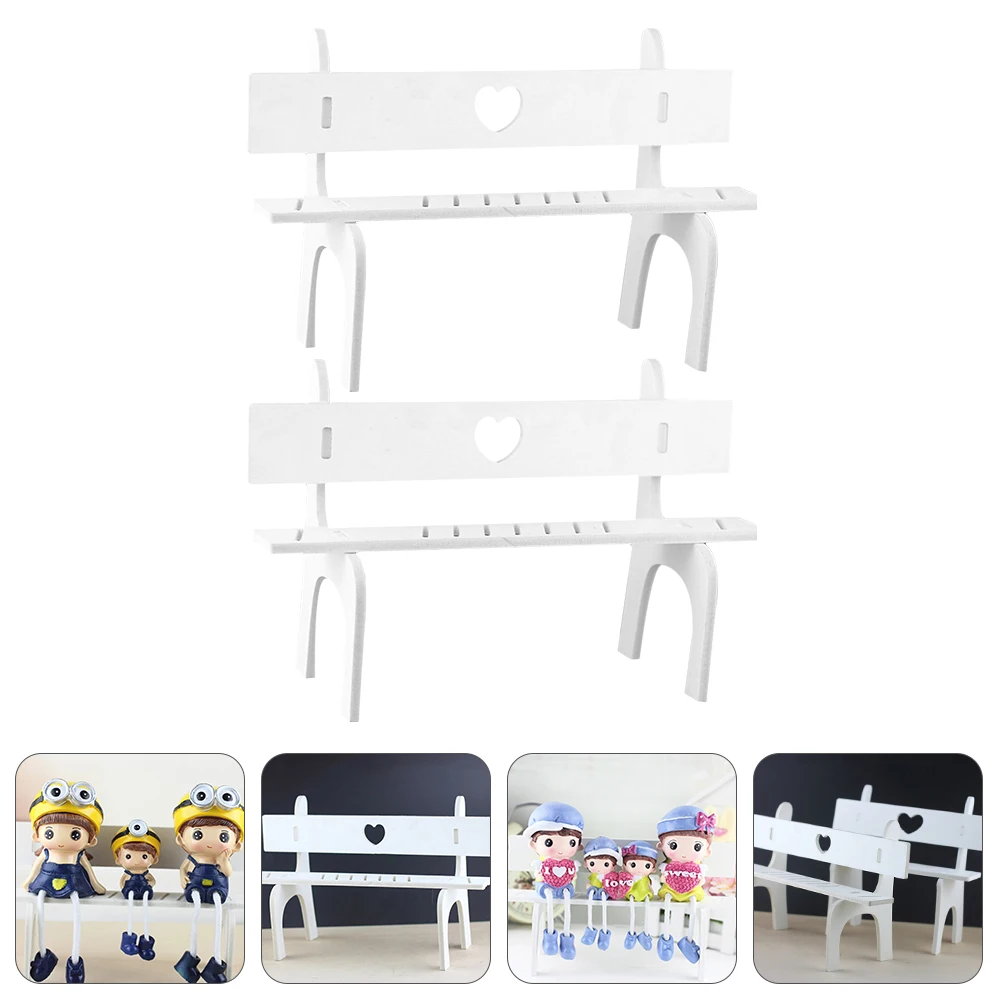 

2 Sets Small Chair Stool Crafts Chairs Dollhouse Mini Dining Table Foot Wood Furniture