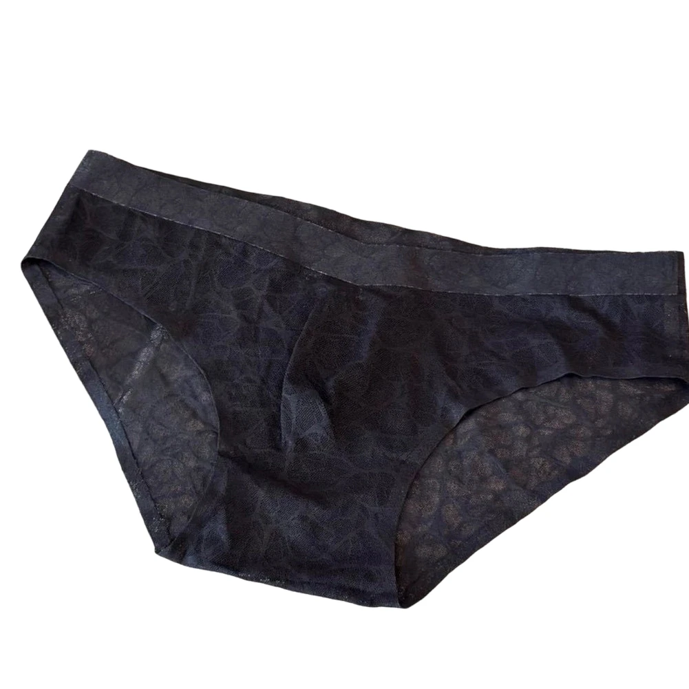 Crack Print Briefs Bulge Front Pouch Low Waist Invisible Cut Sexy Elastic Underwear For Daily Commute Casual Wearing