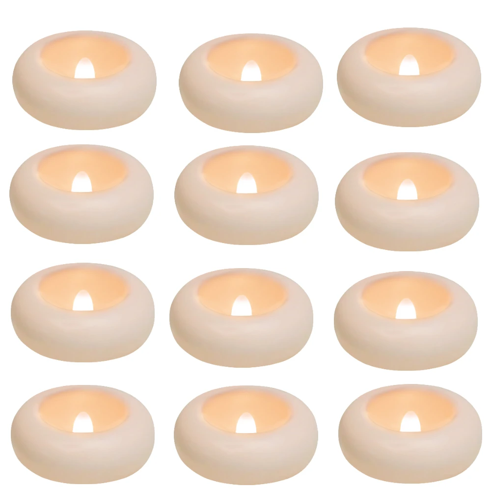12/24 Stuks Vlamloze LED Drijvende Kaarsen Waterdicht Vlamloze Theelichtjes Flikkerende Verlichting voor Zwembad Bad Bruiloft Decor