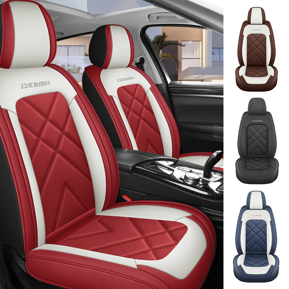 Funda para asiento de coche, funda Universal de cuero PU para asiento delantero, funda para banco dividido trasero, protección de asiento de cobertura 5D para todas las estaciones para coche SUV