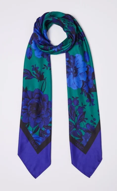 Foreign trade export pure original single liu.jo spring and summer printed letter square beach scarf shawl