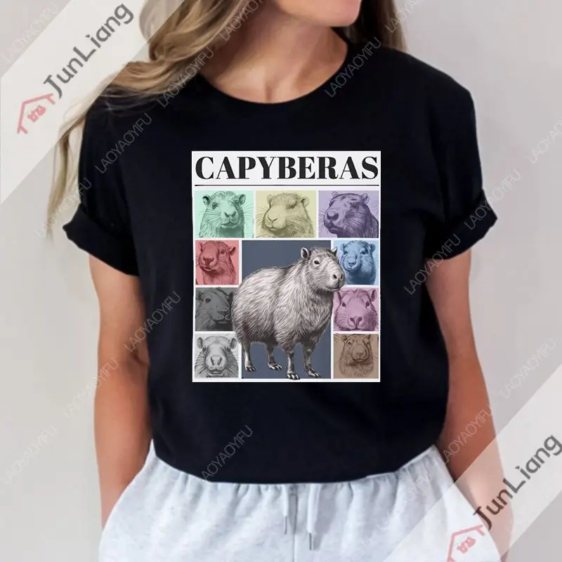Capyeras The Rodent Journey Printed Men's T-shirt Oversized Loose 100% Cotton Short Sleeve Crew Neck Top