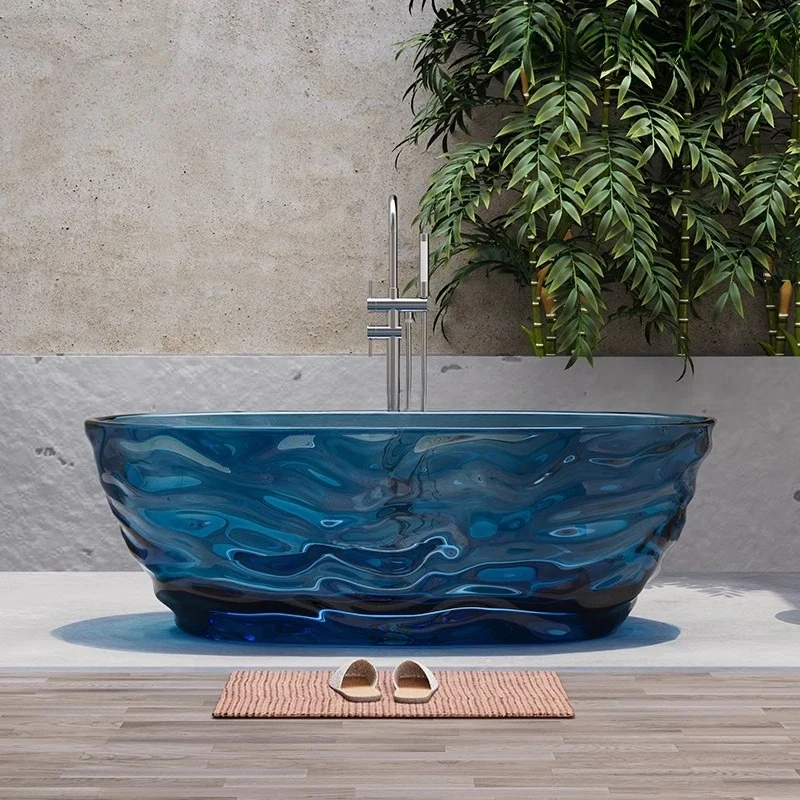 

Water ripple crystal transparent colorful resin mermaid bathtub freestanding
