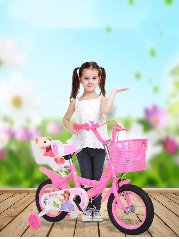 AliExpress Kids Bike Bicycle for Girls Ages 3-13 Years with Training Wheels Basket Protective Net Fash Wheel