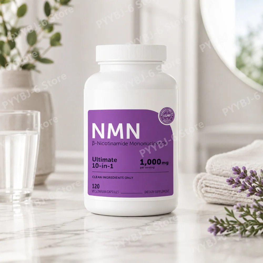 Complejo NMN 1000mg, Suplemento 10 en 1 con Trans-Resveratrol, CoQ10, Quercetina, Glutatión, 120 Cápsulas Vegetarianas para Adultos