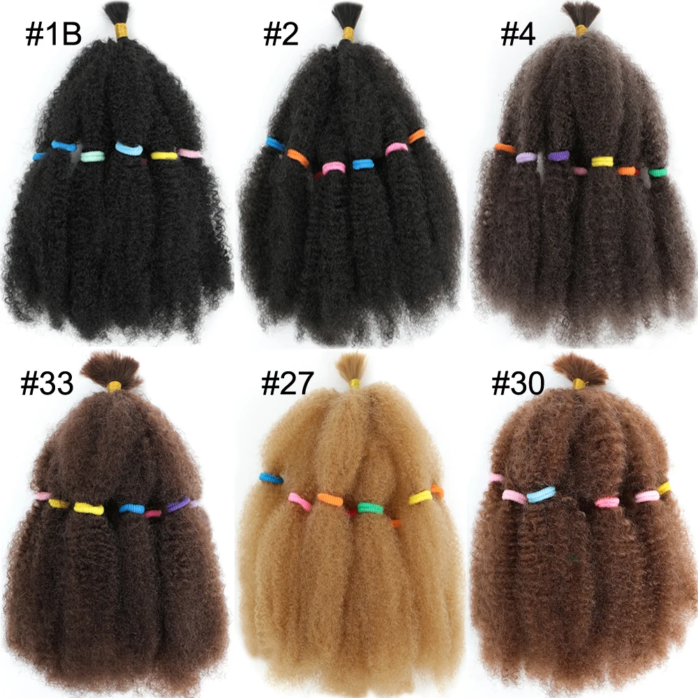 Ombre Afro Twist Kinky Bulk Braiding Hair Short 12 inch Afro Marley Curly Crochet Braids Hair Extensions 50g/pack Synthetic Hair