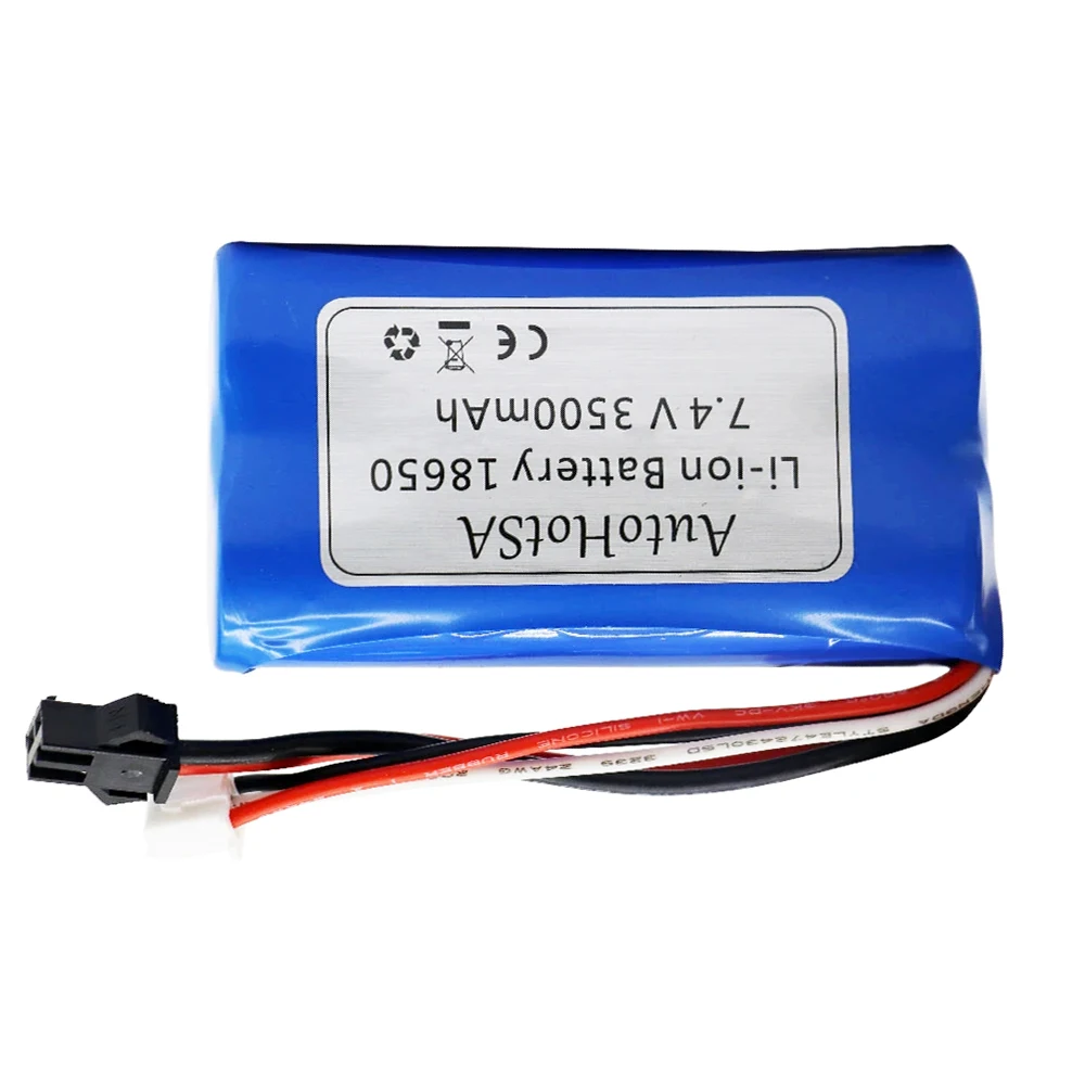 (SM Plug) 7.4V 3500mAh 18650 Lipo Battery for WPL MN99S D90 U12A S033g Q1 H101 Rc Boats Cars Tanks Drones Parts 2S 7.4V Battery