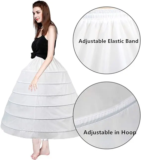 Cheap 6 Hoop Crinoline White Long Wedding Petticoat Ball Gown Dress Underskirt Skirt Half Slips Wedding Accessories