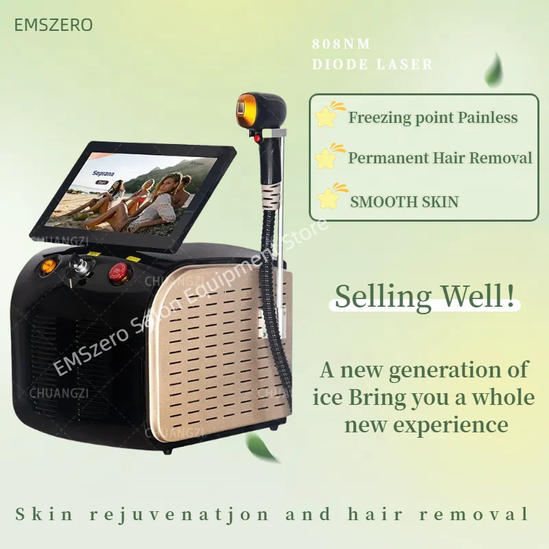 

3 waves IPL Professional Diode Ice Titanium Laser Body Hair Removal Machine Portable 808 755 Alexandrite Device Permanent 2025