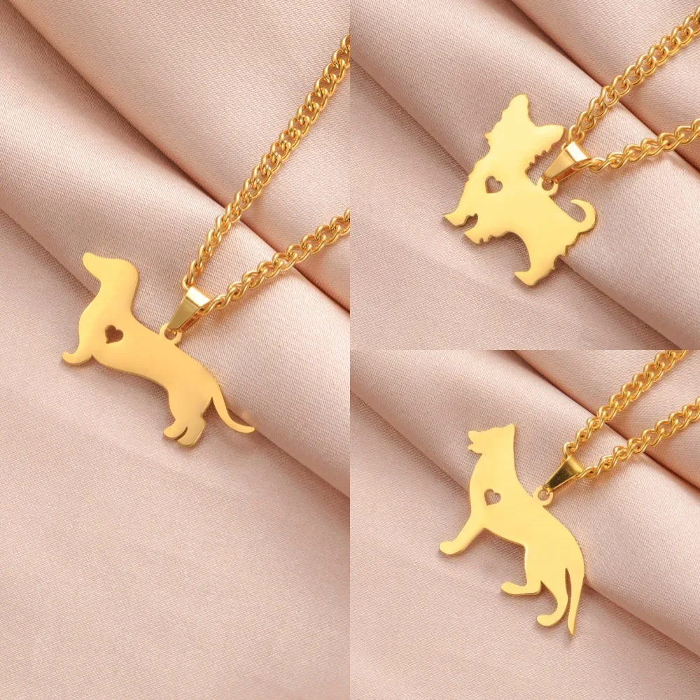 EUEAVAN 5pcs Stainless Steel Pendant Cute Dachshund Dog Horse Charms for Necklace Bracelet Earrings Jewelry Making Supplies DIY