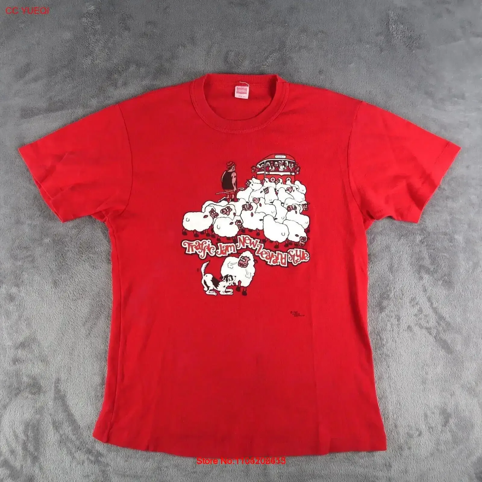 

Винтажная красная футболка 80-х годов Traffic Jam, Новая Зеландия, мужская, размер M, средний винтаж, потертая, слегка уличная, стильная, мягкая, унисекс