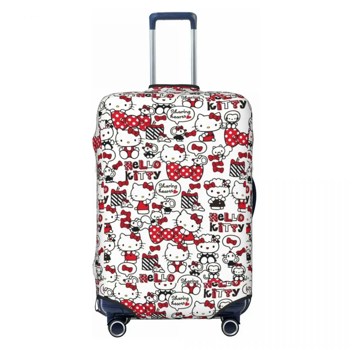 Kawaii Hello Kitty Cartoon Suitcase Cover Anime Y2k Kawaii Cat Animal Flight Cruise Trip Elastic Luggage Case Protector