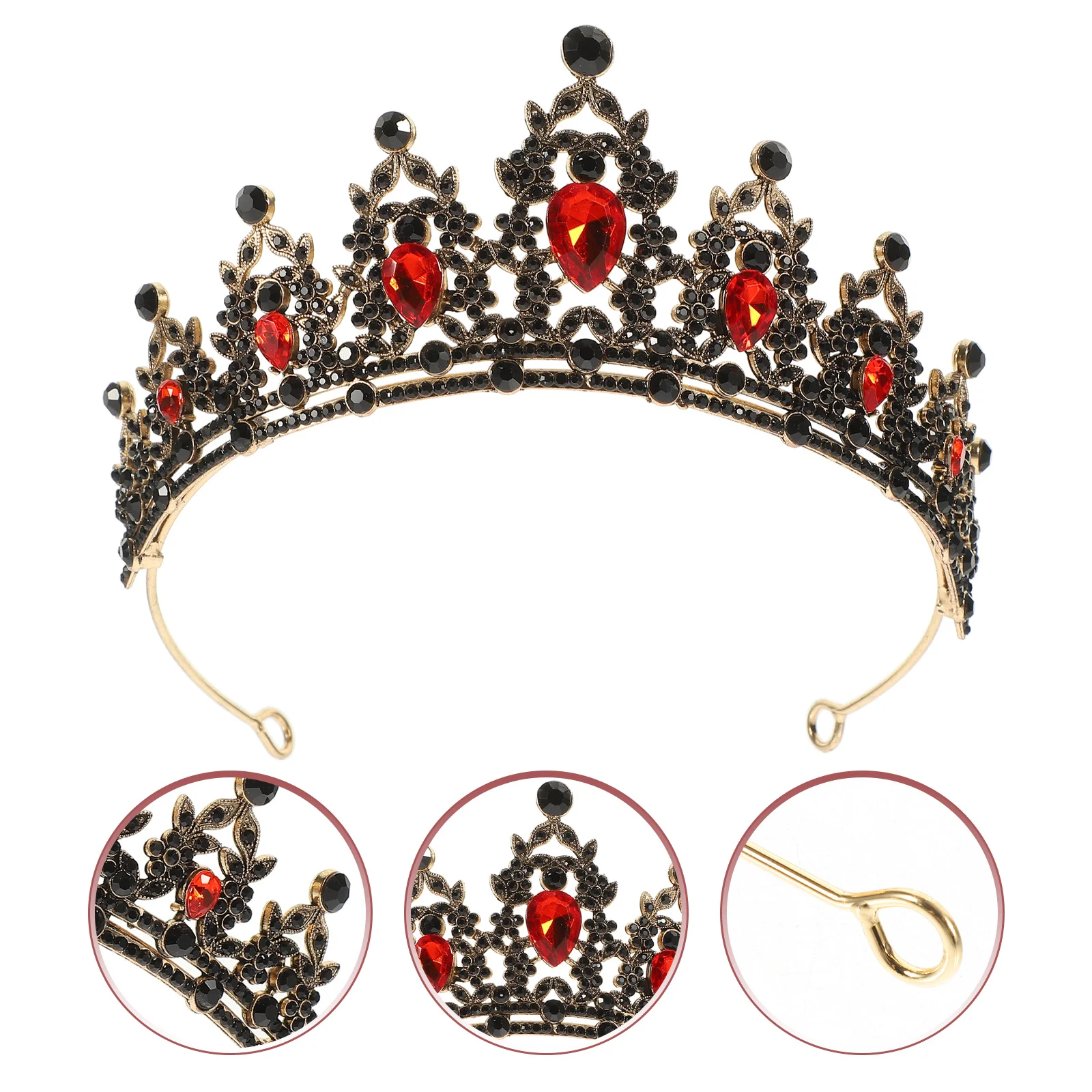 

Red Bride Crown Chic Wedding Headdress Unique Party Headwear Photography Accessories Hair Decoration for Women