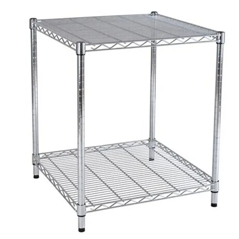 Chrome plated shelves, multi-layer warehouse, household kitchen storage rack, thickened anti-static wire mesh with wheels, movab