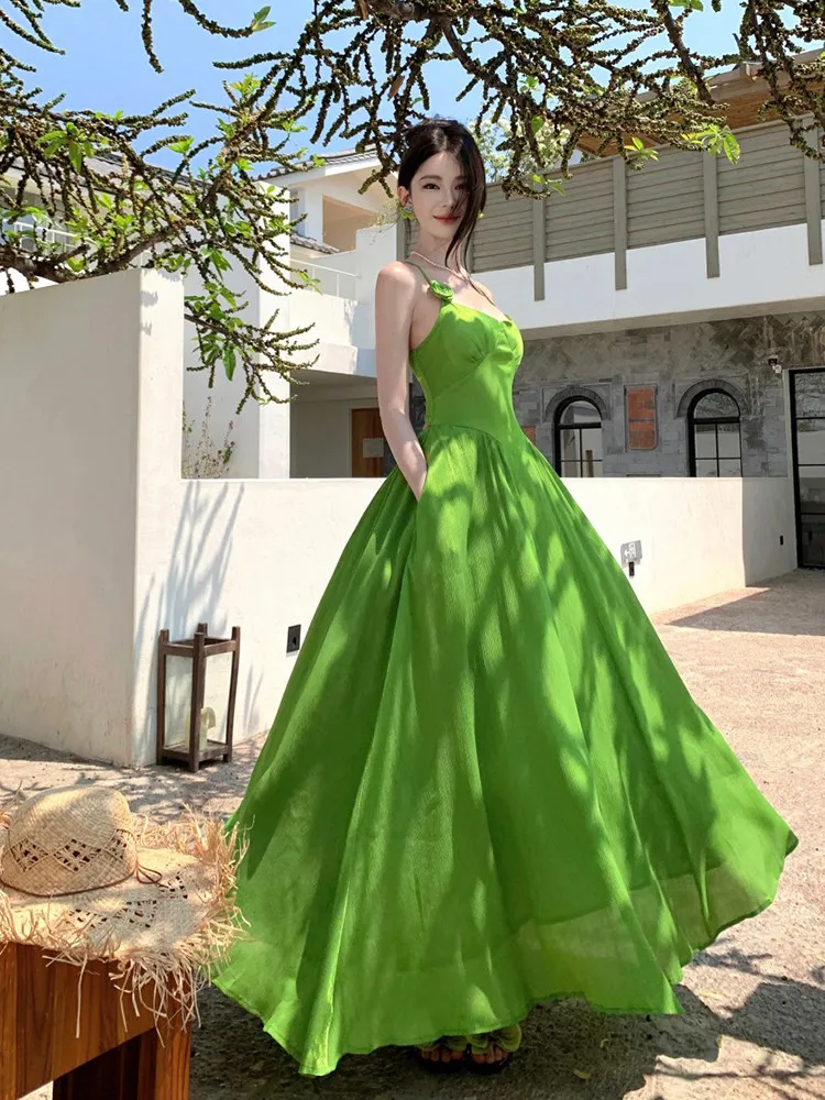 

Женское платье Clothland Sweet Cami с тонкими бретельками, без рукавов, с открытой спиной, на шнуровке, А-силуэт, длинное пляжное платье для отпуска QE401