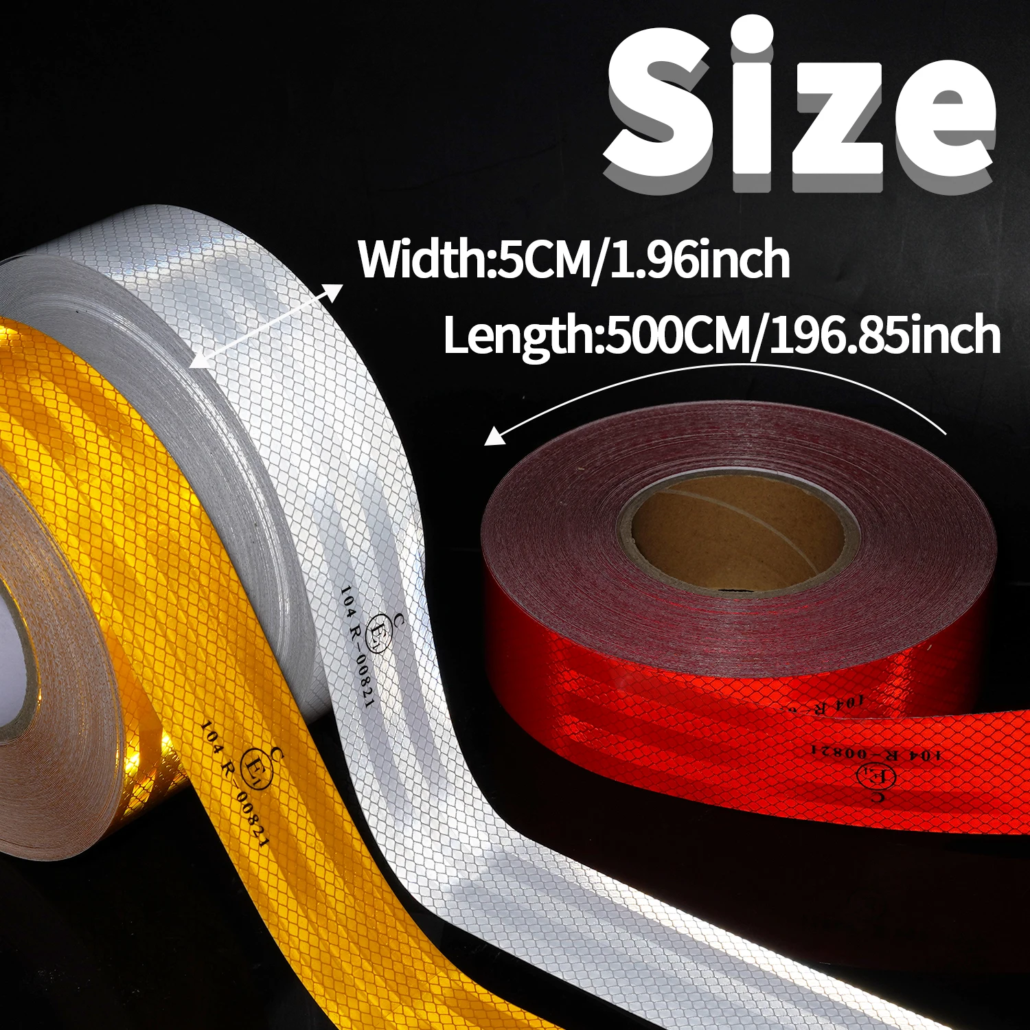 104R High Visibility Reflective Safety Tape Reflective Tape Stickers Safety Warning Markings Reflective Film Adhesive Red