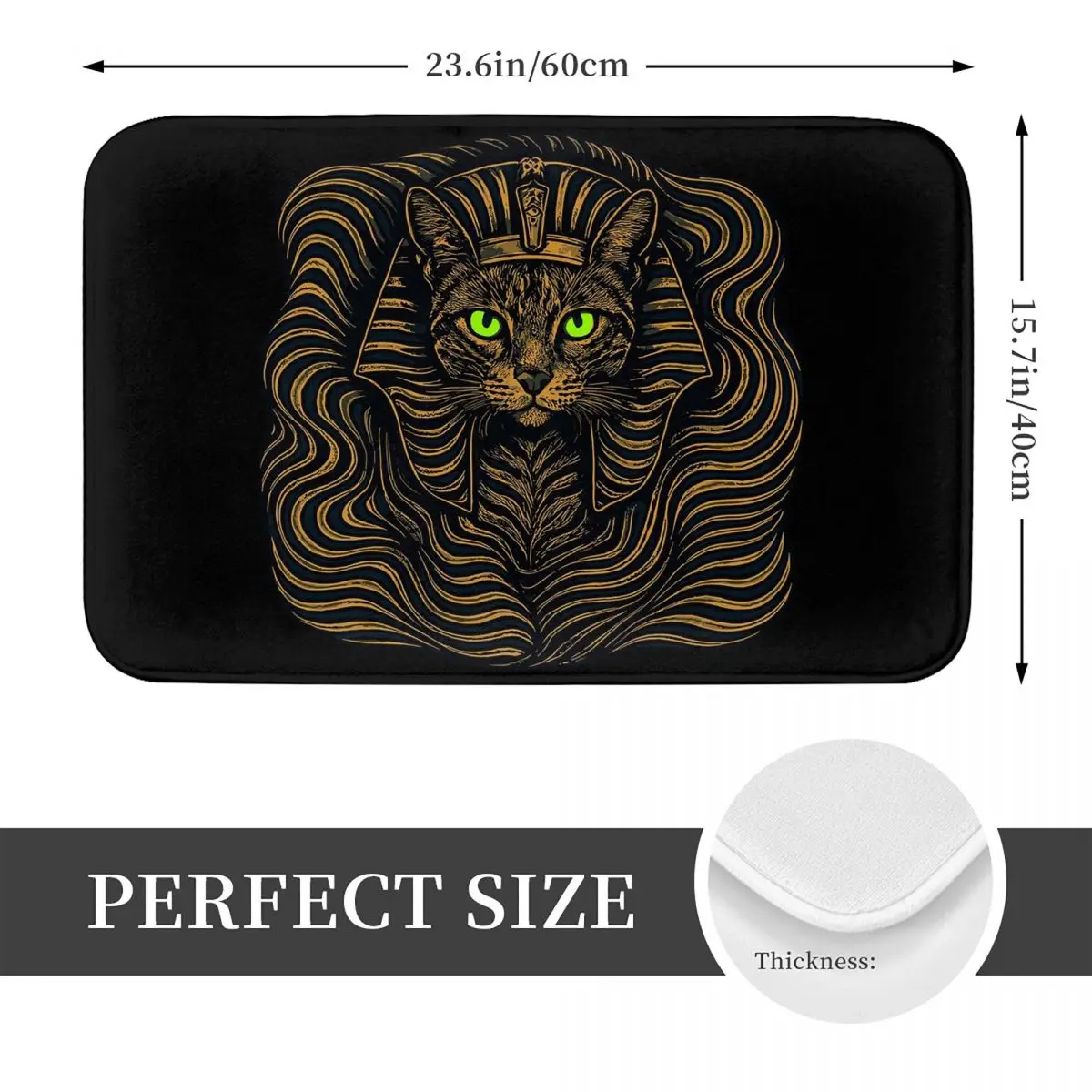 Egyptian Mythology Black Cat Non-slip Doormat Floor Mat Dust-proo Carpet Rug for Kitchen Entrance Home Living room Footpad Mats
