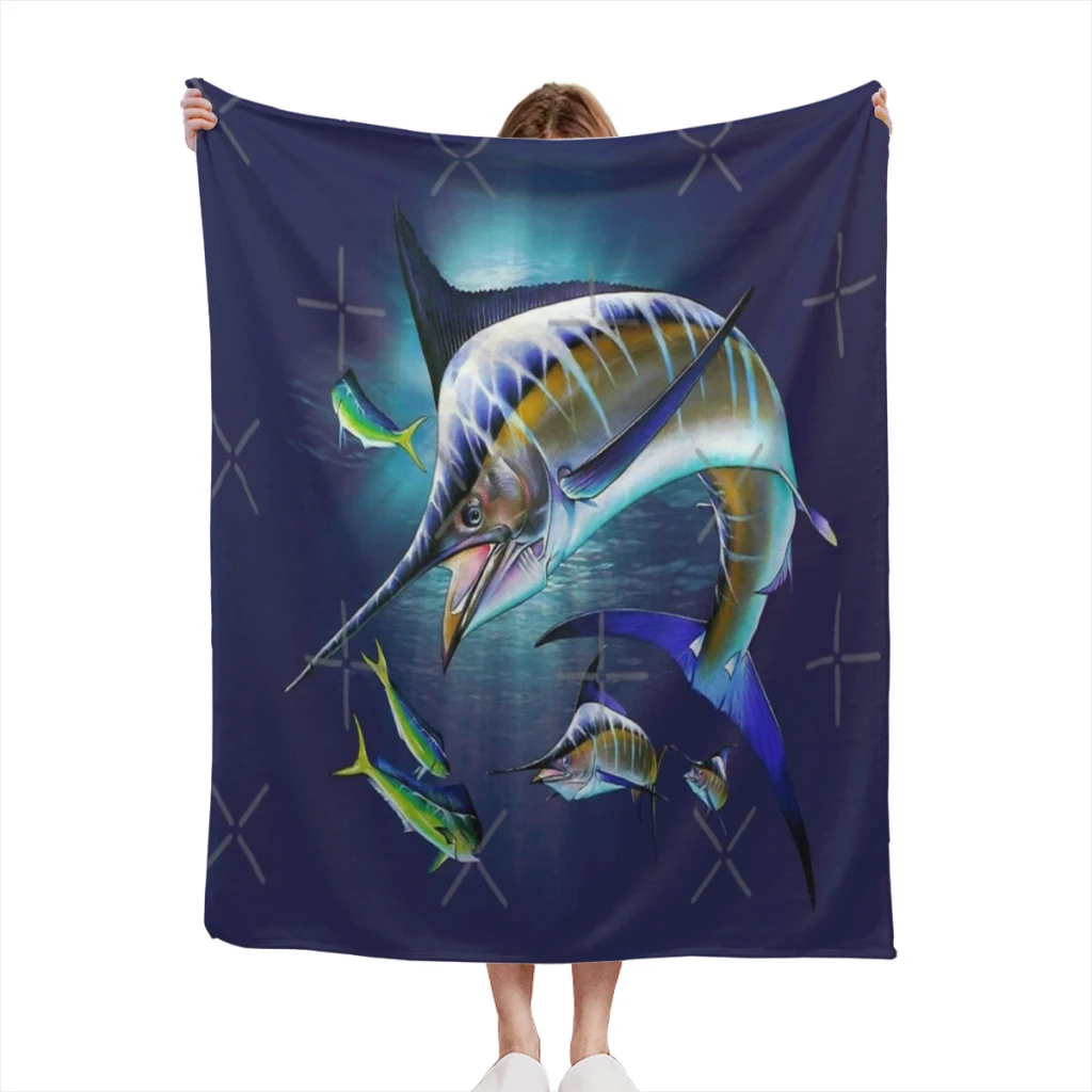 

Marlin and Mahi Mahi Summer Blanket Thin Blanket for Couch Sofa Warmth Bed Artificial Flannel Blankets Comfortable