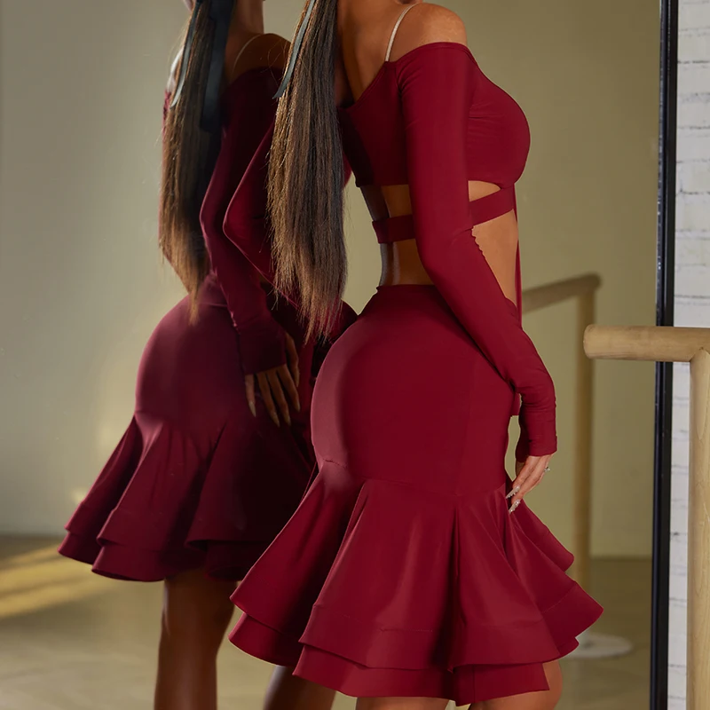 UK Latin Dance Skirt-Premium Practice Skirt with Built-in Shorts&Dense Fringe for Women Professional ballroom dance costumes