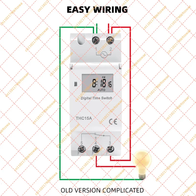 THC15A Weekly Programmable Digital Time Switch, 16A DIN Rail Timer Relay