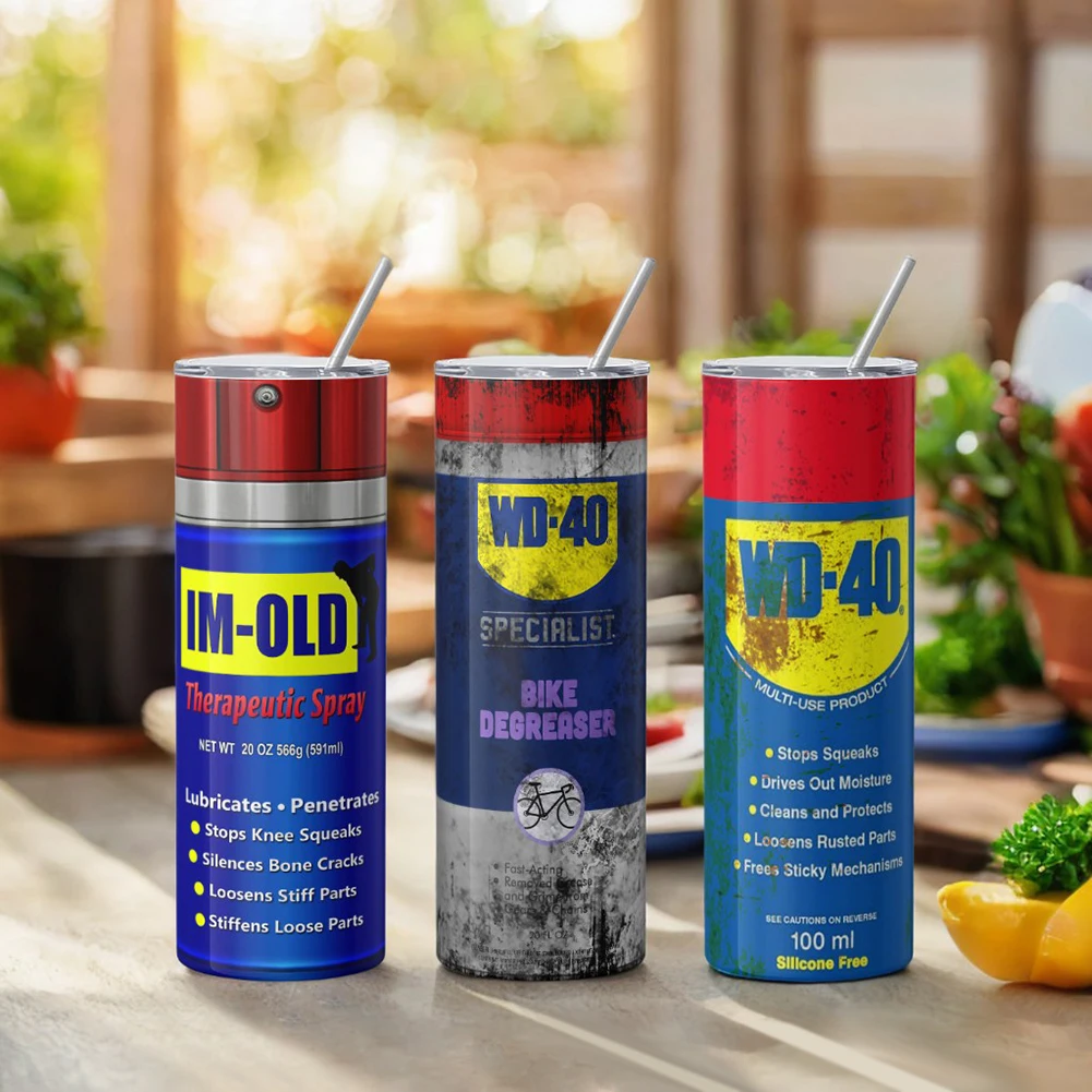 WD40-Thermosbecher mit schmutzigem Muster, 20 Unzen, Edelstahl-Isolierung, gerade Wasserflasche jederzeit, auslaufsicherer Reisebecher in Lebensmittelqualität