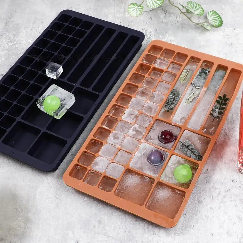 46 Grid Silicone Ice Cube Tray Multi Shape Ice Mold Easy Release Reusable Ice Making Container For Drinks Home Bar Use
