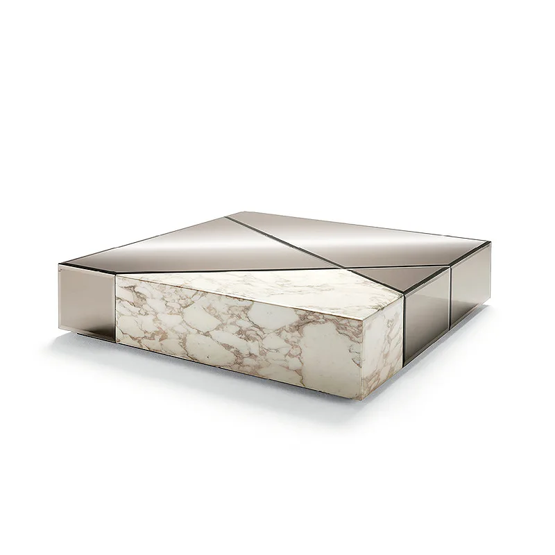 

Italian style, minimalist, square, fiberglass, coffee table, marble, living room